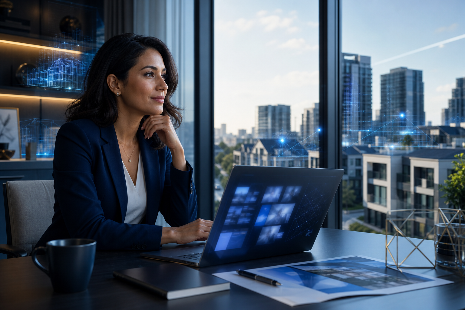 A real-estate professional using AI-enhanced property insights
